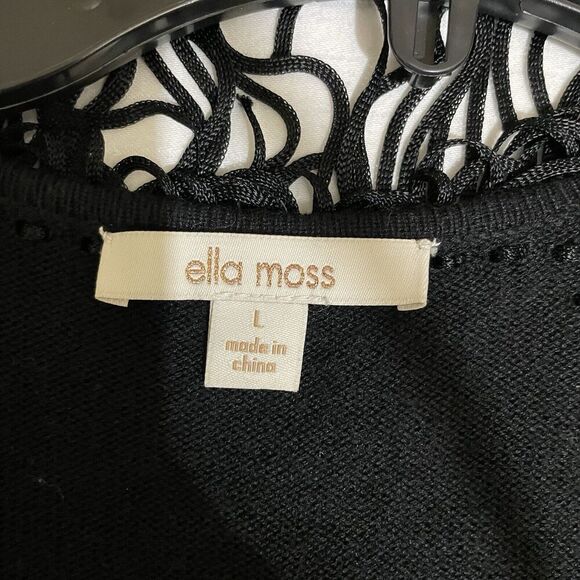 Ella Moss Vest Open Front Fringe Black Cowgirl Womens L Mob Wife Festival Indie - Picture 3 of 6